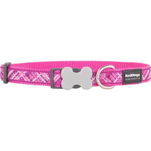 Red Dingo obojek se vzorem 20 - 32 cm, šířka 12 mm - Flanno Hot Pink