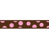 Red Dingo obojek se vzorem 24 - 37 cm, šířka 15 mm - Pink Spots on Brown