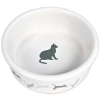 Miska keramická vzor kočka 12cm bílá