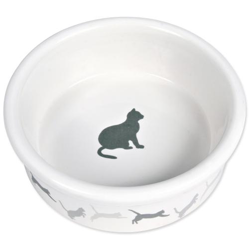 Miska keramická vzor kočka 12cm bílá
