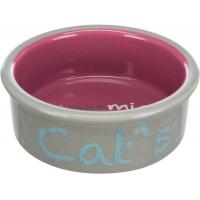 Set keramických misek se stojánkem 2 x 0,3l/12 cm světle šedá/tmavě růžová/světle modrá