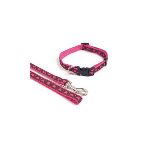 Obojek růžový se srdíčky 35,6 - 58,8 cm x 1,9 cm