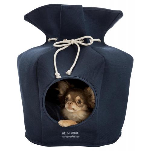 BE NORDIC plátěná kukaň s dekor.lanem 40 x 56 cm modrá