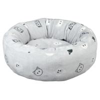 Trixie Kulatý pelíšek MIMI 50 cm světle šedá, motiv kočičí hlavy